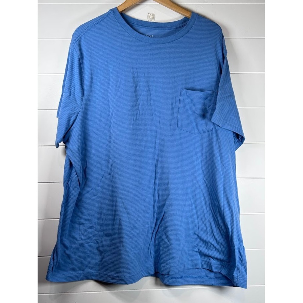 George Men's 3XL Blue Ash Striped Short Sleeve Pocket T-Shirt Casual